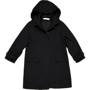 Alfred Dunner Women's Long Wool Peacoat Hooded Vintage Classic Black 16W